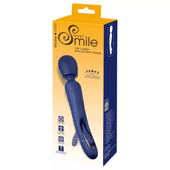 Smile - 2-u-1 vibrator sa jezičastim masažerom (plavi)
