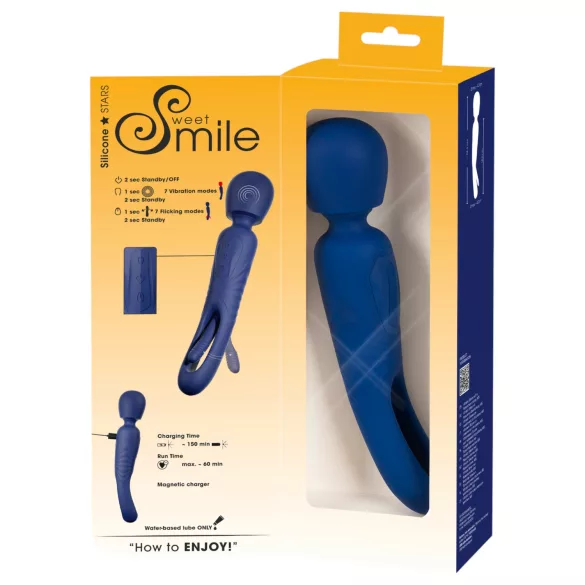 Smile - 2-u-1 vibrator sa jezičastim masažerom (plavi)