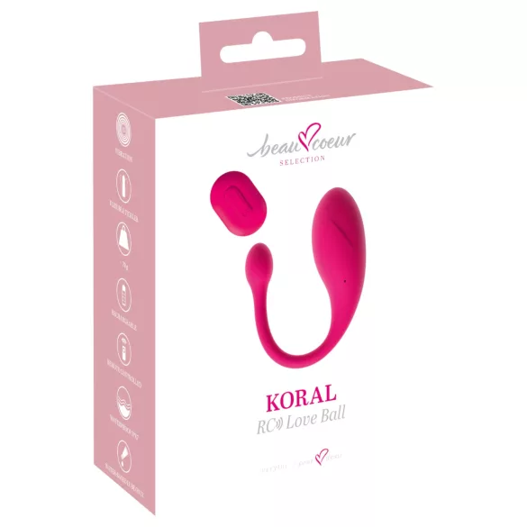 Beau Coeur Koral - vibrirajuće jaje sa daljinskim upravljačem (pink)