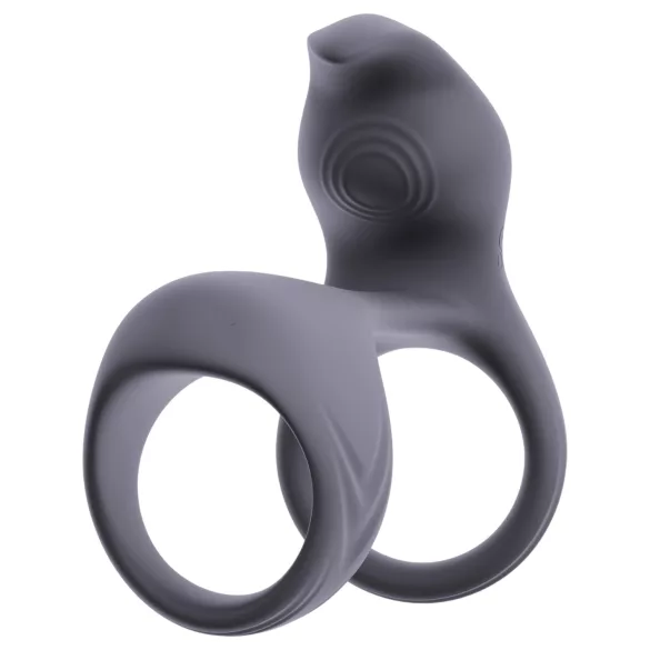 Beau Coeur Vylor - prsten za penis i testise sa stimulatorom klitorisa (siva)
