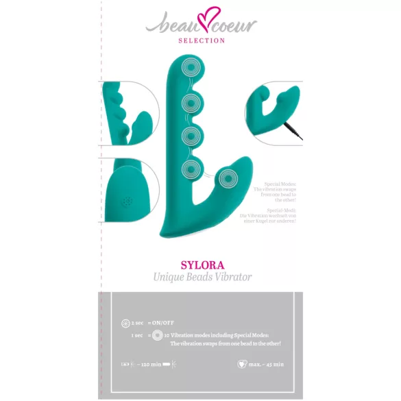 Beau Coeur Sylora - бисерни 2‑у‑1 вибратор (зелени)