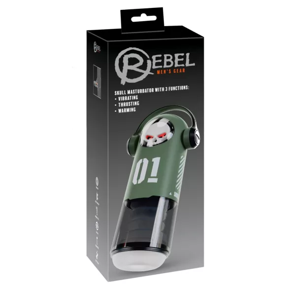 Rebel Skull - masturbator sa potiskivačem i vibratorom (zeleni)