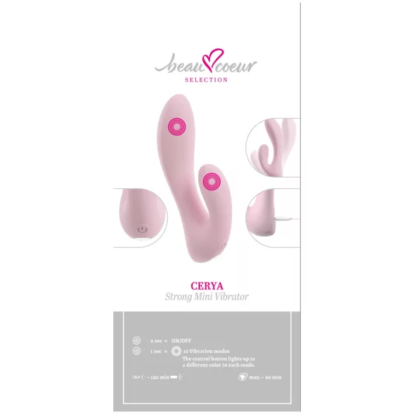 Beau Coeur Cerya - мини вибратор са ручицом за клиторис (светло ружичасти)