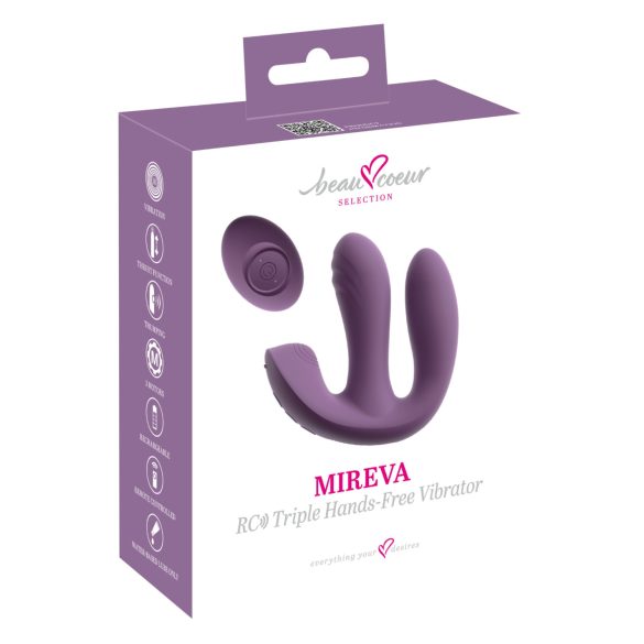 Beau Coeur Mireva - trostruki vibrator sa daljinskim upravljačem (ljubičasti)