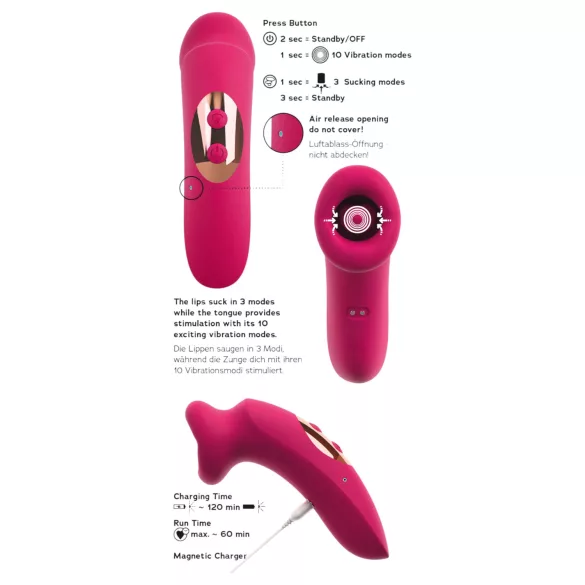 You2Toys Oral Fun - sisaljivač klitorisa sa sisanjem i jezičkom (roze)