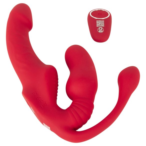 You2Toys Strapless - kaiš bez naramenica, trokraki vibrator (roze)