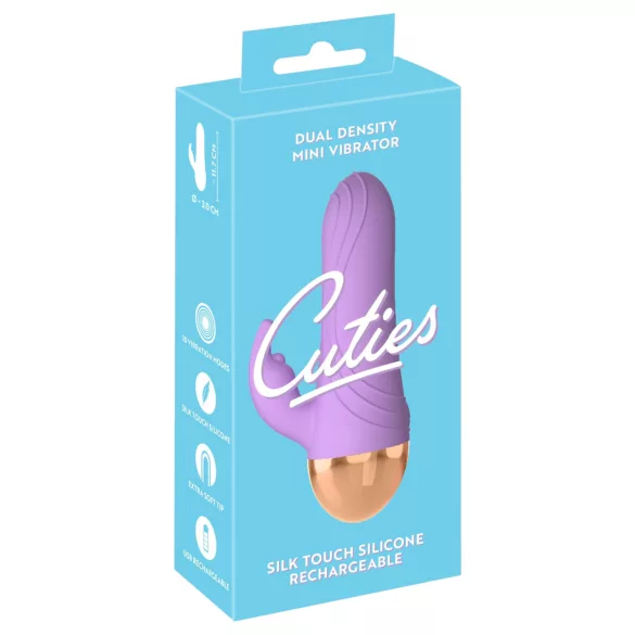 Cuties - bežični, vodootporni mini vibrator sa klitorisnim nastavkom (ljubičasti)