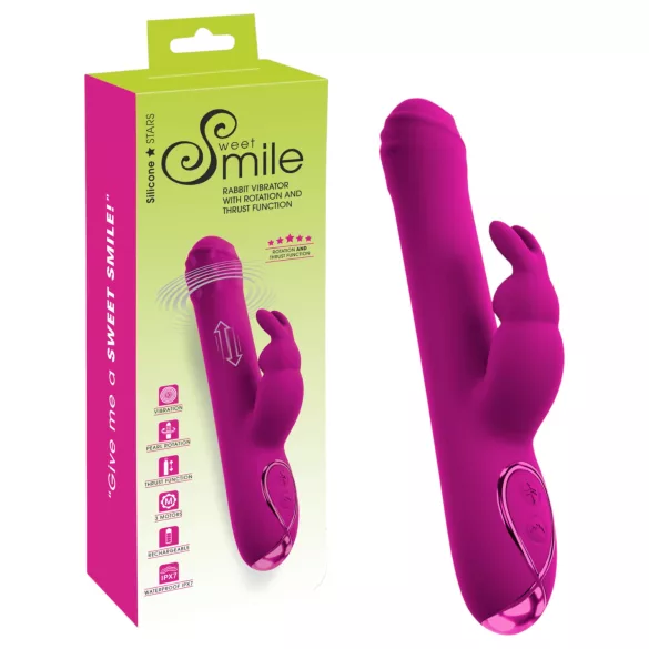 Sweet Smile - vibrator sa izbočinom i rotirajućim ručicama za klitoris (roze)