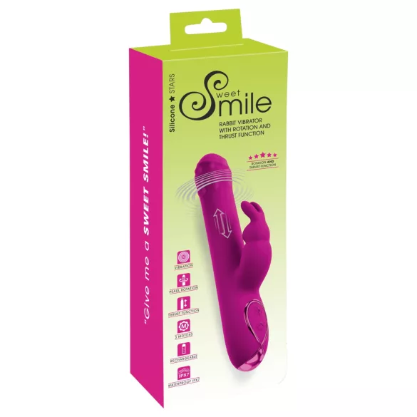 Sweet Smile - vibrator sa izbočinom i rotirajućim ručicama za klitoris (roze)