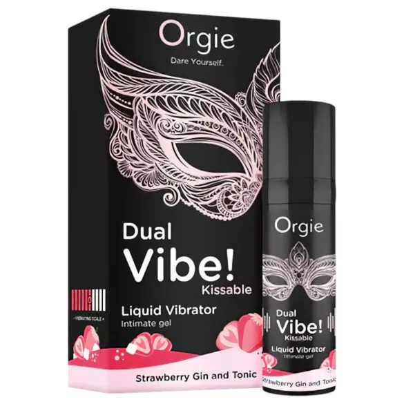 Orgie Dual Vibe - uniseks tečni vibrator - jagoda - džin tonik (15 ml)
