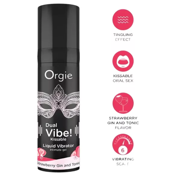 Orgie Dual Vibe - uniseks tečni vibrator - jagoda - džin tonik (15 ml)