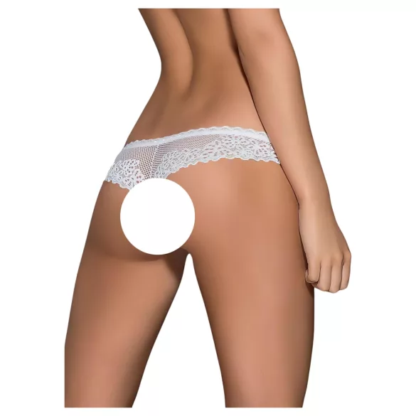 Obsessive Alabastra - cvetni tanga sa mašnom za dame - bela - L/XL