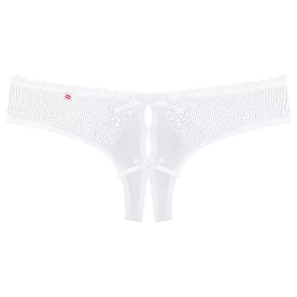 Obsessive Alabastra - cvetni tanga sa mašnom za dame - bela - L/XL