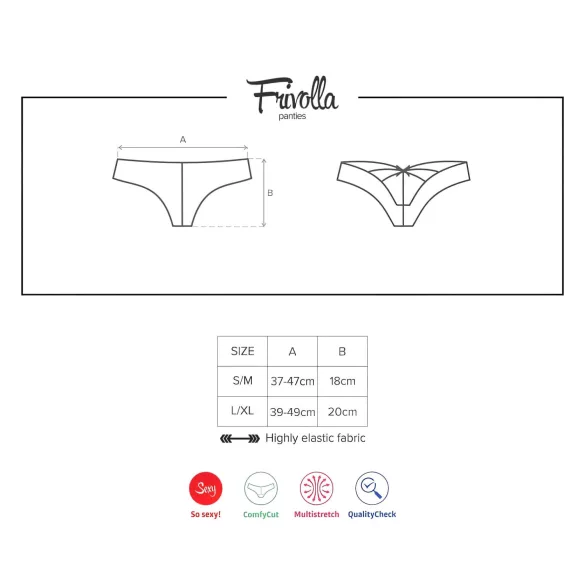Obsessive Frivolla - pikantne ženske čipkane gaćice - crne - L/XL