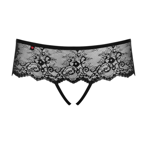 Obsessive Merossa - ženstvene crne tange sa cirkonima, otvoreni model - L/XL