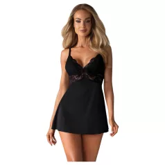 Obsessive - čipkasta babydoll spavaćica i tanga (crna)