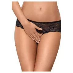   Obsessive Merossa - ženstvene crne tange sa cirkonima, otvoreni model - 2XL/3XL