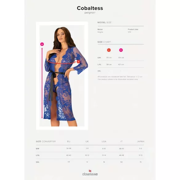 Obsessive Cobaltess - čipkasti ogrtač (plava)