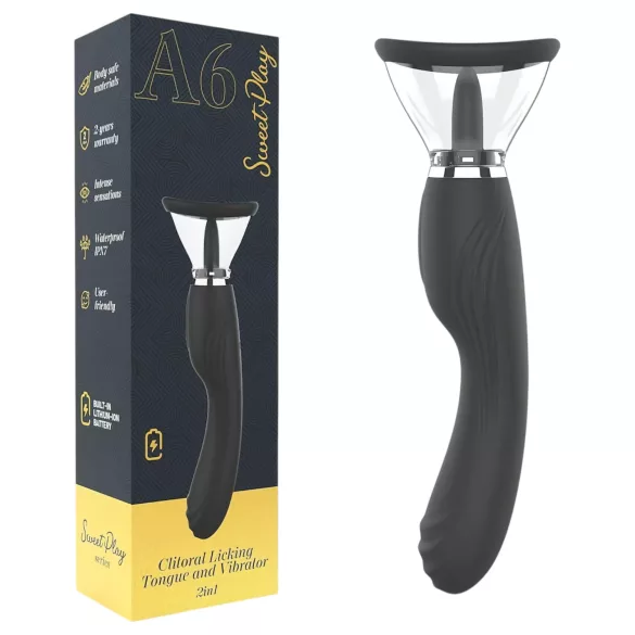 Sweet Play - 2 u 1 vibrator sa jezikom za lizanje klitorisa i sisanjem (crni)
