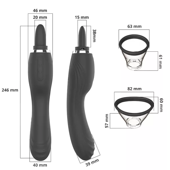 Sweet Play - 2 u 1 vibrator sa jezikom za lizanje klitorisa i sisanjem (crni)