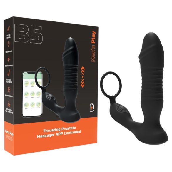 Men's Play - pametni analni vibrator s potiskivanjem (crni)