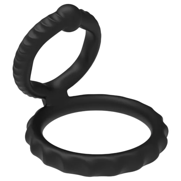 Men's Play - prsten za penis i testise (crna)