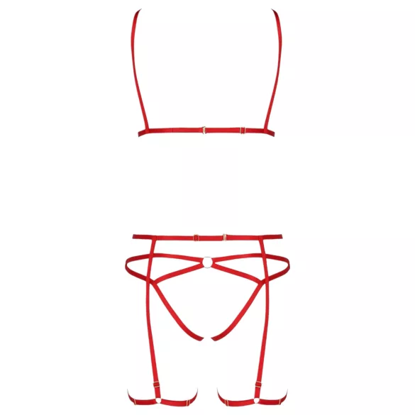 Passion Magali - set ukrasnih body harnessa - 3 dela (crvena)