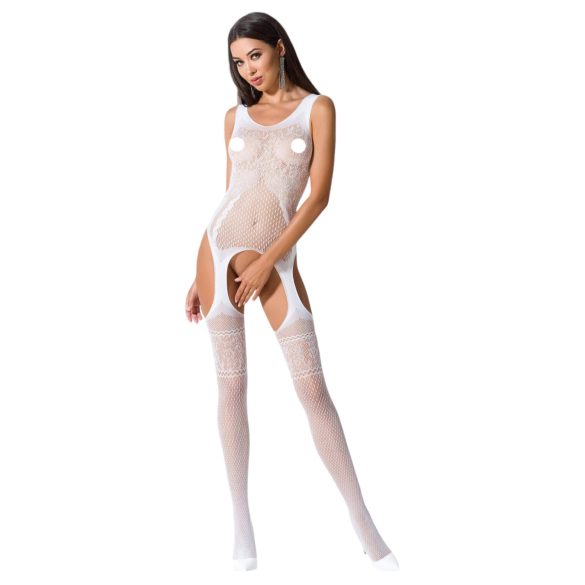 Passion BS061 - cvetni mrežasti komplet (bela) - S-L