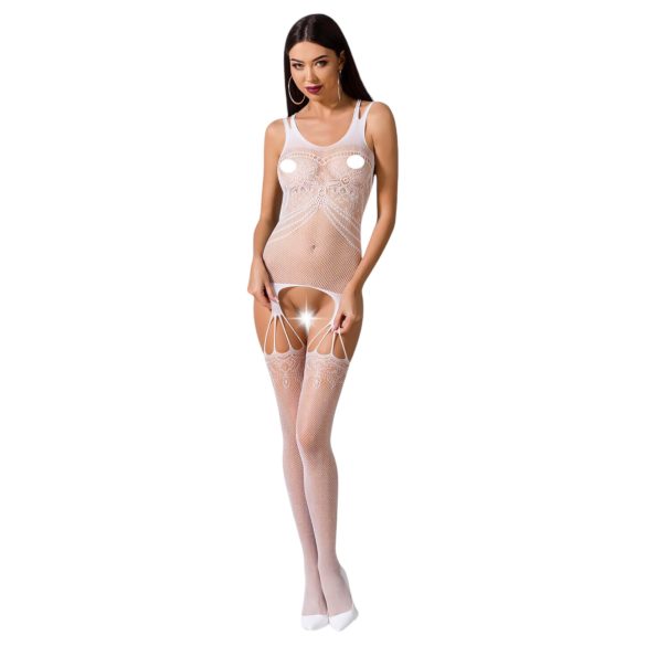 Passion BS070 - Set mrežastih haltera sa duplim naramenicama (belo) - S-L