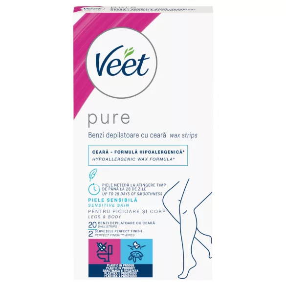 Veet Pure - trake za depilaciju za noge i telo - za osetljivu kožu (20 kom)