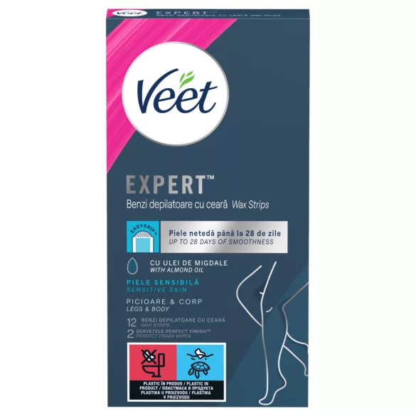 Veet Expert - trake za depilaciju spremne za upotrebu - suva koža (12 kom)