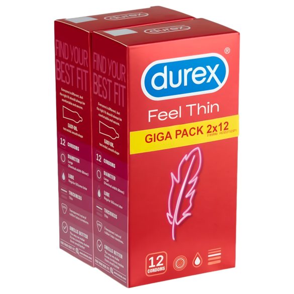 Durex Feel Thin - природан осећај, пакет кондома (2x12 ком)