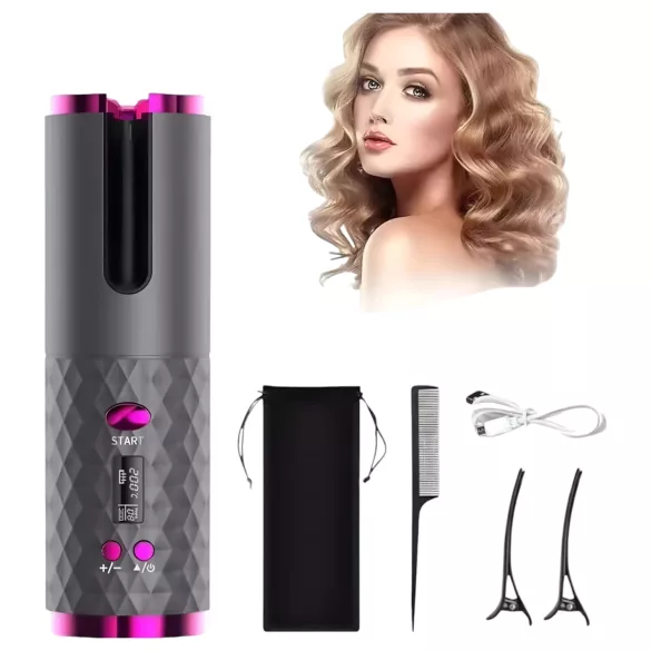 CAC - bežični set za uvijanje kose (sivo-roze)