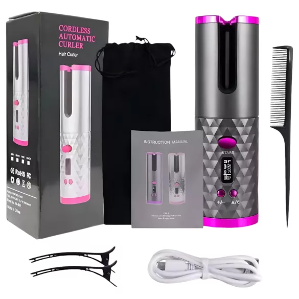 CAC - bežični set za uvijanje kose (sivo-roze)