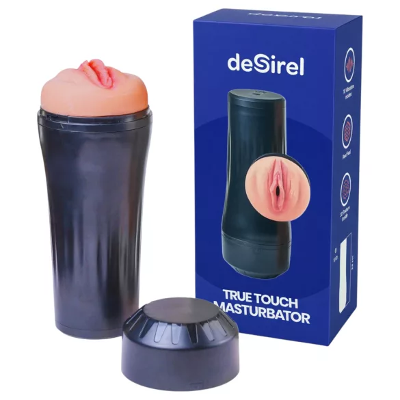 Desirel True Touch - prirodna vibrirajuća veštačka vagina (natur-crna)