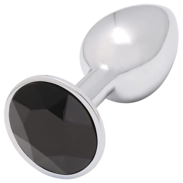 Sunfo - metalni analni plug sa crnim kamenom (srebrni)