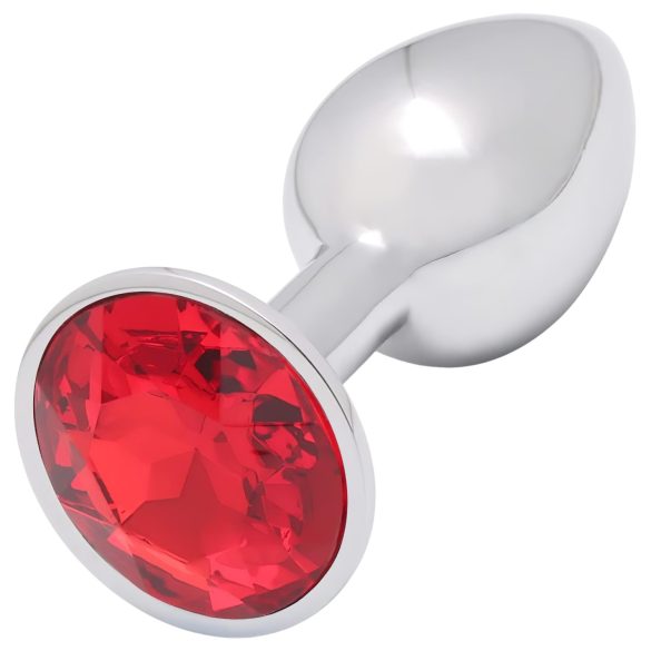 Sunfo - metalni analni plug sa crvenim kamenom (srebro)