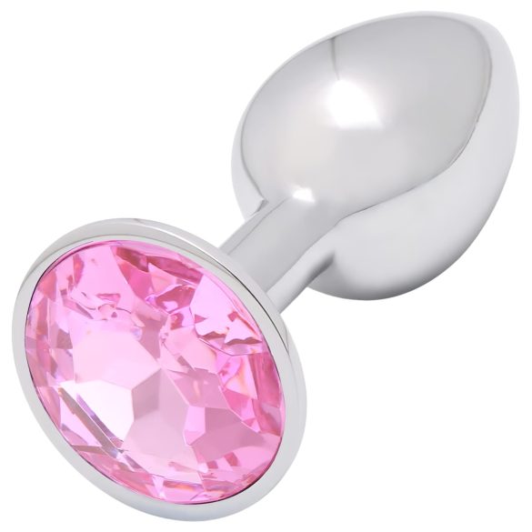Sunfo - metalni analni čep sa roze kamenom (srebrni)