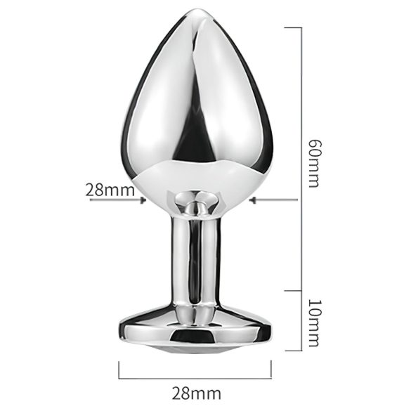 Sunfo - metalni analni čep u obliku srca sa zlatnim kamenom (srebrni)