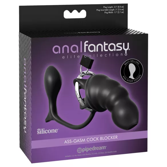 Pipedream Anal Fantasy Elite - analni čep i kavez za penis (crni)
