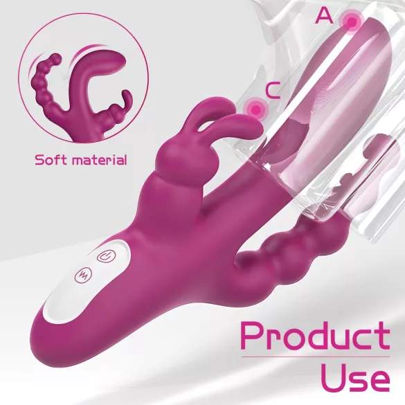 Sex HD Joker - puni se, vodootporni trostruki vibrator (ljubičasti)