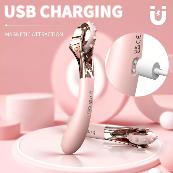 Sex HD - punjivi vodootporni vibrator i točkići zadovoljstva (pink)