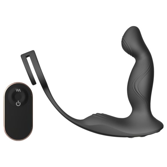 Sex HD Virgil - crni vibrirajući prsten za penis, testise i prostatu
