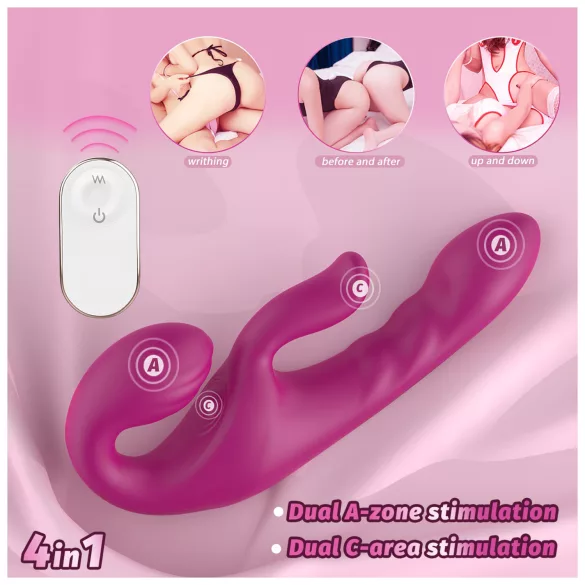 SEX HD Co-op Bliss - kaišić vibrator sa klitoris karikom (ljubičasti)