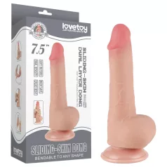   Lovetoy Klizna Koža - dvoslojni dildo sa testisima - 20cm (natur)