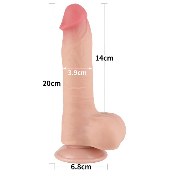 Lovetoy Klizna Koža - dvoslojni dildo sa testisima - 20cm (natur)