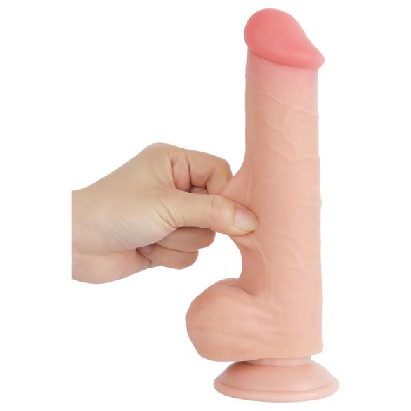 Lovetoy Sliding-Skin - Dvostruki dildo sa testisima - 20,8cm (natur)