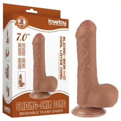   Lovetoy Klizna-Koža - Dvostruki Dildo sa Testisima - 18,3cm (prirodna boja)