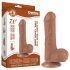 Lovetoy Klizna-Koža - Dvostruki Dildo sa Testisima - 18,3cm (prirodna boja)