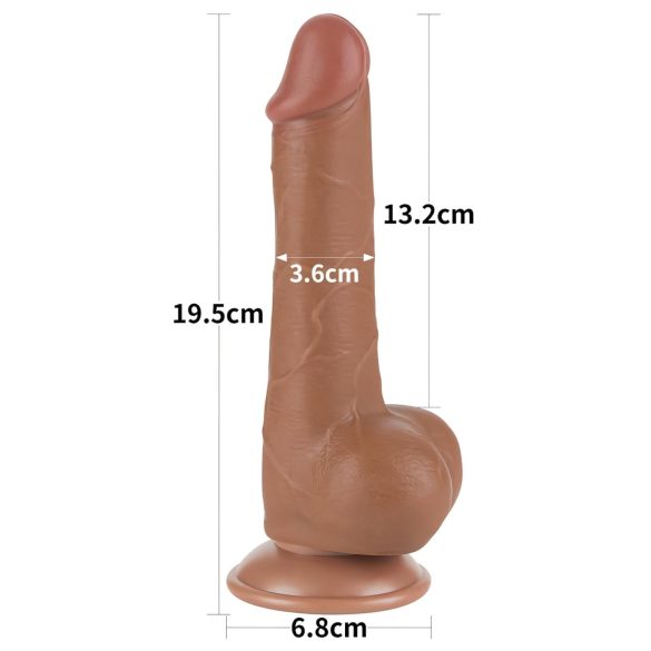Lovetoy Sliding-Skin - dvoslojni dildo sa testisima - 19,5 cm (prirodno)